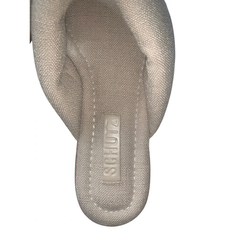 SCHUTZ Fairy Casual Linen Sandals Oyster Square Toe Sandal Size 5B With Dust Bag